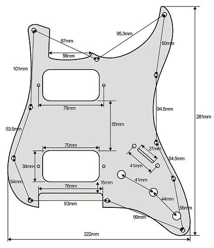 Musiclily MX2248BK Защитная накладка для электрогитары Fender Stratocaster HH, 3 слоя, черная.